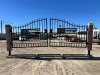 2026 EARTHYGROUNDS EG-10S-UF 20FT DOUBLE-SWING WROUGHT IRON DRIVEWAY GATE W/TIMBER POSTS, US Flag Design. --(LOCATED IN COLTON, CA)--
