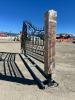 2026 EARTHYGROUNDS EG-10S-SC 20FT DOUBLE-SWING WROUGHT IRON DRIVEWAY GATE W/TIMBER POSTS, Scrollwork Construction Design. --(LOCATED IN COLTON, CA)-- - 2