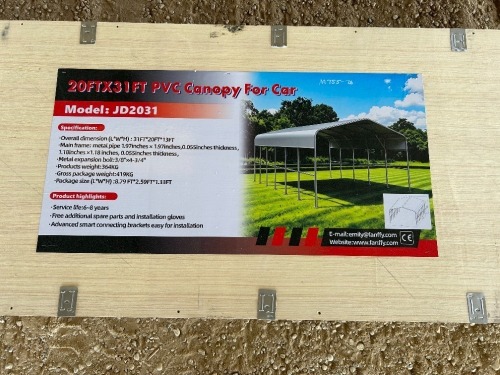 2026 ABOSS JD2031 20'X31' CARPORT. --(LOCATED IN MADERA, CA)--