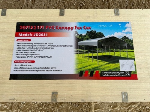 2026 ABOSS JD2031 20'X31' CARPORT. --(LOCATED IN MADERA, CA)--