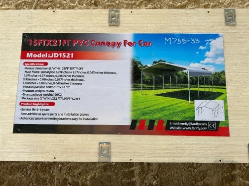 2026 ABOSS JD1521 15'X21' CARPORT. --(LOCATED IN MADERA, CA)--