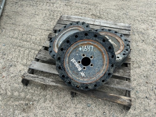 APPROX. (3) BOBCAT RIMS W/TIRES, fits skidsteer. --(LOCATED IN COLTON, CA)--