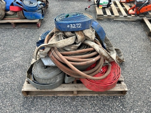 PALLET OF ASST. DISCHARGE HOSES, AIR HOSE. --(LOCATED IN COLTON, CA)--